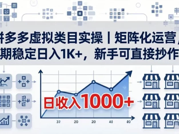 拼多多虚拟类目实操|矩阵化运营,长期稳定日入 1K+,新手可直接抄作业