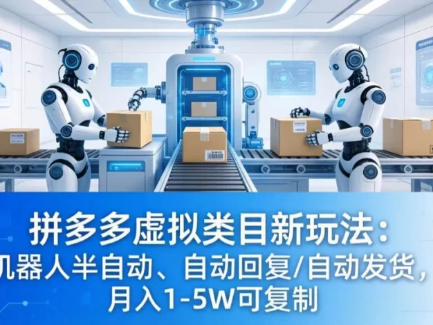 拼多多虚拟类目新玩法:机器人半自动、自动回复 /自动发货,月入 1-5W 可复制