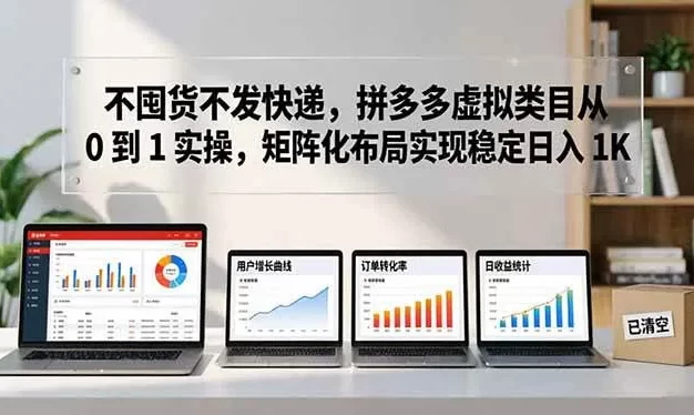 不囤货不发快递,拼多多虚拟类目从 0 到 1 实操,矩阵化布局实现稳定日入 1K
