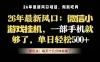 微信小游戏挂机教学，轻松日入500+，一部手机就够了，长期稳定可做