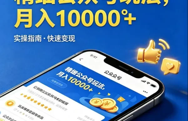 精细化公众号玩法,我们给你提供文章,你来负责发布,收益可观,月入1W+