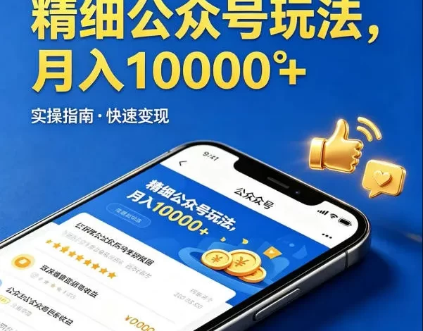 精细化公众号玩法,我们给你提供文章,你来负责发布,收益可观,月入1W+