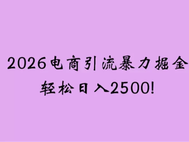 2026电商引流新玩法,日引200,轻松日可入2500+