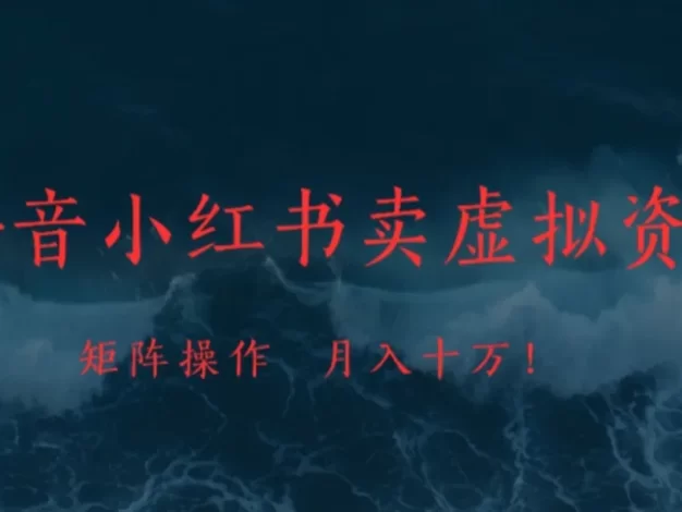 抖音小红书卖虚拟资料矩阵操作月入十万!