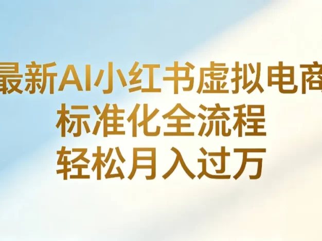 最新AI小红书虚拟电商,标准化全流程,轻松月入过万