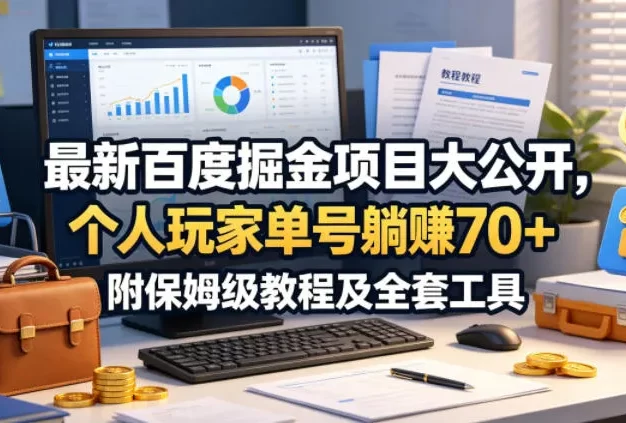 最新百度掘金项目大公开,个人玩家单号躺賺70+,附保姆级教程及全套工具