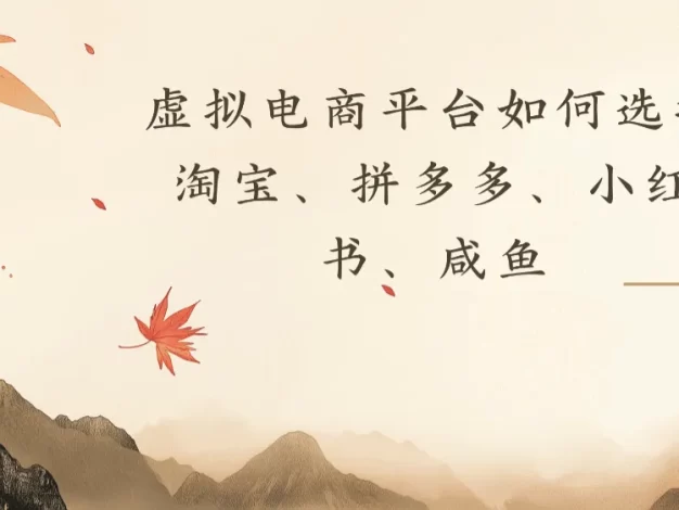 虚拟电商平台,该从哪个平台入手(淘宝、拼多多、小红书、咸鱼)全攻略日入1000