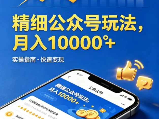 精细公众号玩法,月入10000+,实操指南,快速变现
