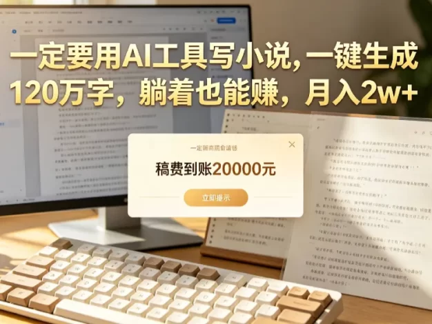 【听劝】一定要用AI工具写小说,一键生成120万字,躺着也能赚,月入2w+