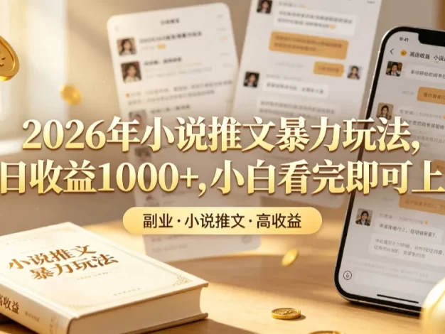 2026年小说推文暴力玩法,单日收益1000+,小白看完即可上手