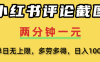 小红书评论区评论截图,一分钟2条,日入几千,单日无上限,多劳多得