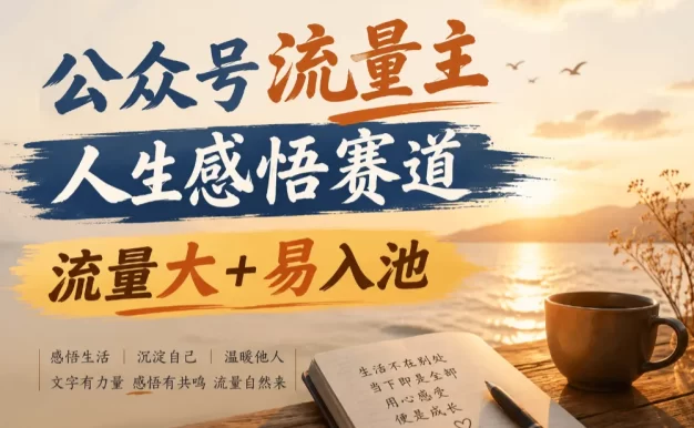 公众号流量主人生感悟赛道,起号快+高流量,单日阅读10w+!
