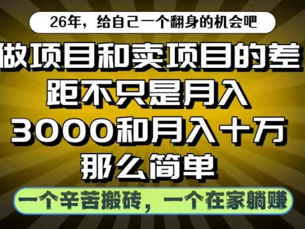 做项目和卖项目不只是月入3K和10W那么简单,一个努力搬砖,一个在家躺賺