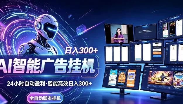 Ai智能广告挂G,别再瞎折腾了!这个全自动运行项目,新手当天见收益,告别频繁换项目的烦恼