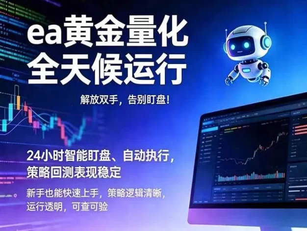 EA黄金量化,绿色稳定,24小时运行,小白轻松入手,日入1000+