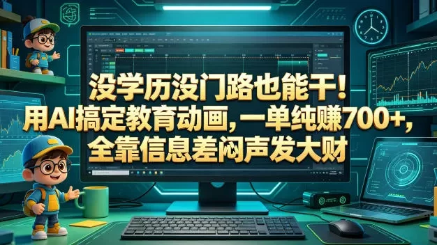 没学历没门路也能干!用AI搞定教育动画,一单纯賺700+,全靠信息差闷声发大财