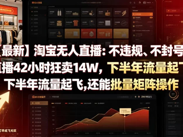【最新】淘宝无人直播:不违规、不封号,直播42小时狂卖14W,下半年流量起飞,还能批量矩阵操作