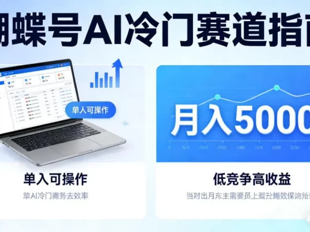 蝴蝶号Ai冷门赛道,单人可操作,平均月入5000+