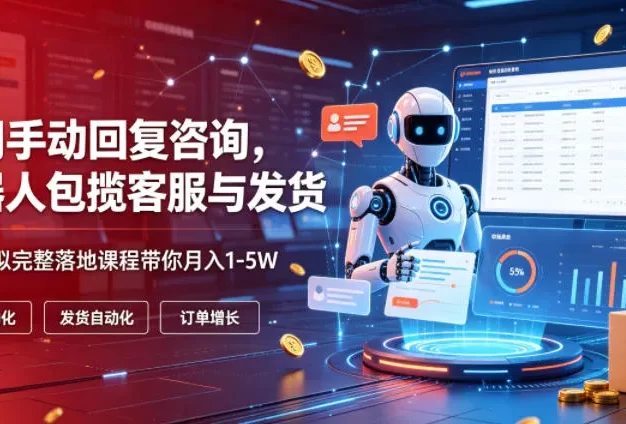 不用手动回复咨询,机器人包揽客服与发货,多多虚拟完整落地课程带你月入1-5W