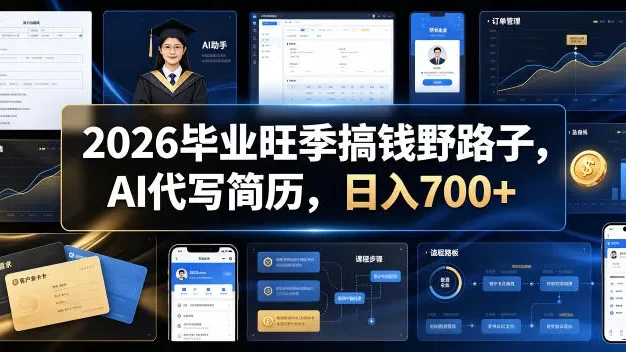 2026毕业旺季搞钱野路子,AI代写简历,日入700+