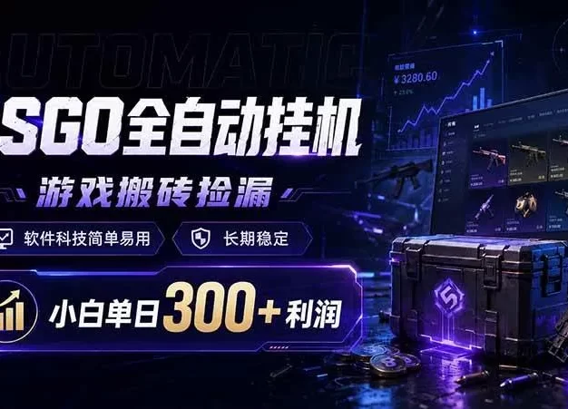 CSGO全自动挂机,游戏搬砖捡漏,软件科技简单易用,长期稳定,小白单日300+利润