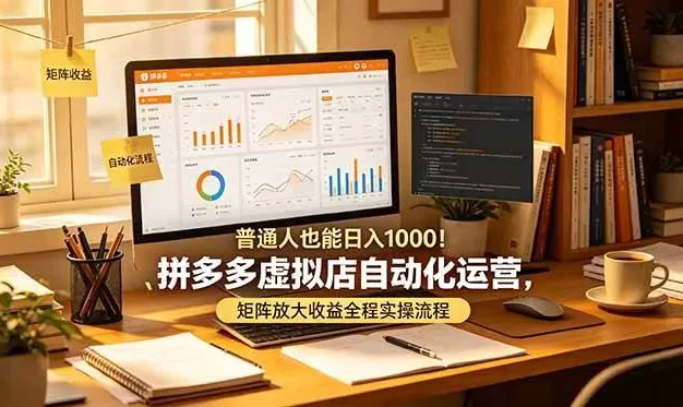 普通人也能日入 1000!拼多多虚拟店自动化运营,矩阵放大收益全程实操流程