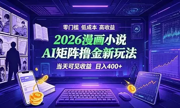 爆款小说漫画大阅读 ai矩阵操作 当天可见收益 日入400+ 零门槛 高收益