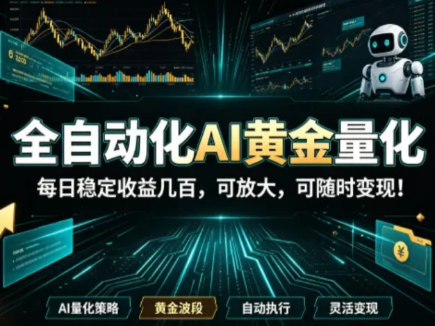 全自动化AI黄金量化,每日稳定收益几百,可放大,可随时变现!