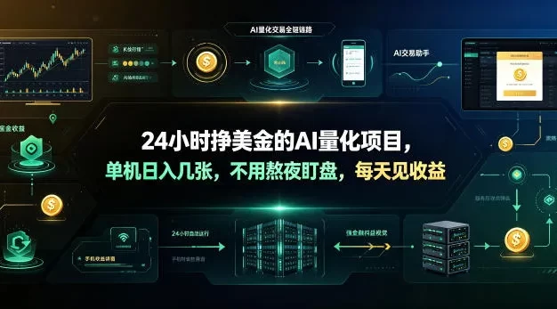 24小时挣美金的AI量化项目,单机日入几十美刀,不用熬夜盯盘,每天见收益