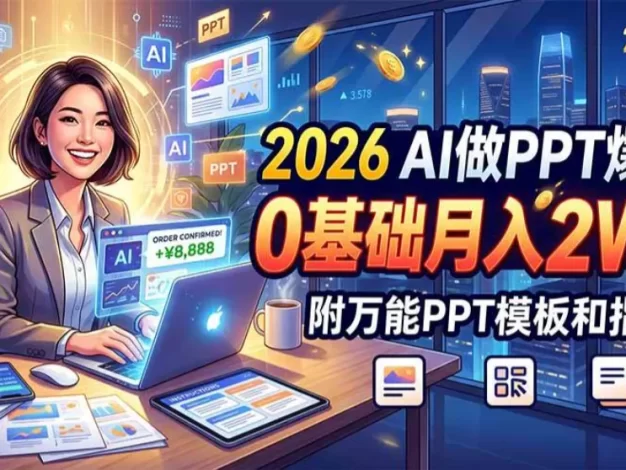 2026 AI做PPT爆单,0基础月入2W,附万能PPT模板和指令
