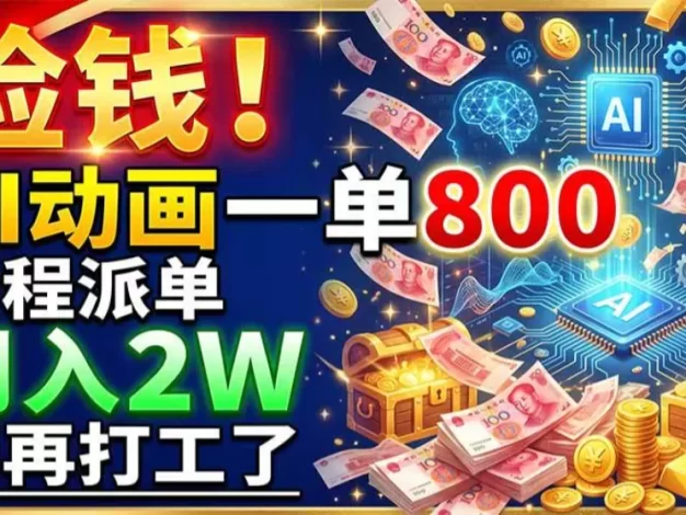 捡钱!AI动画一单800,全程派单,月入2W,别再打工了