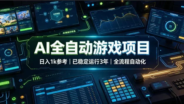 AI全自动游戏项目,日入1k,已稳定运行3年躺賺,全流程自动化!