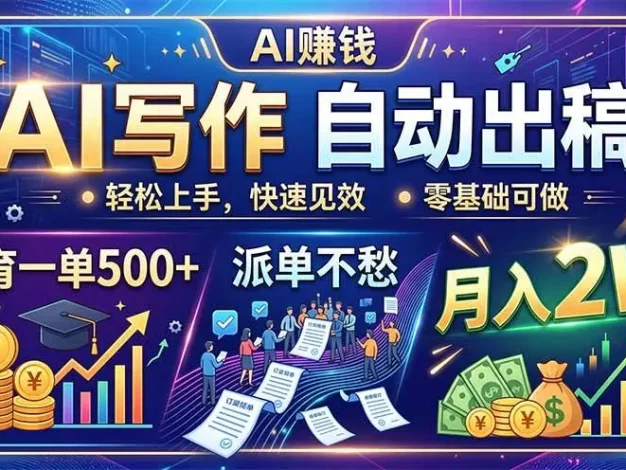 AI写作自动出稿,教育一单500+,派单不愁,月入2W