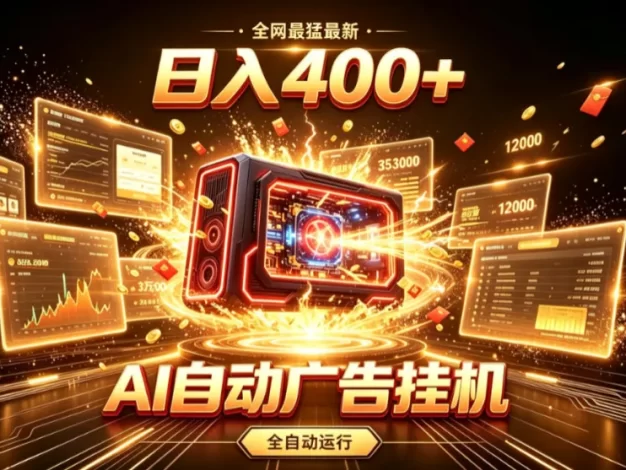 全网最猛最新的AI自动广告挂G,狠收益日入400+,真正做到躺賺式变现