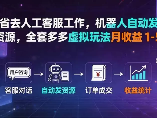 省去人工客服工作，机器人自动发资源，全套多多虚拟玩法月收益 1-5W