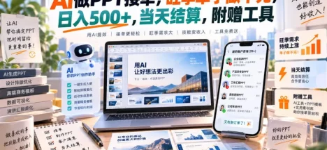 AI做PPT接单,旺季单子做不完,日入500+,当天结算,附赠工具