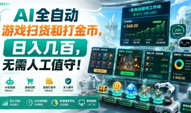 AI全自动游戏扫货和打金币,日入几百,无需人工值守!