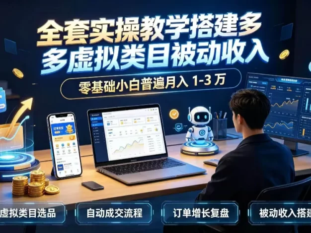 全套实操教学搭建多多虚拟类目被动收入,零基础小白普遍月入 1-3 万