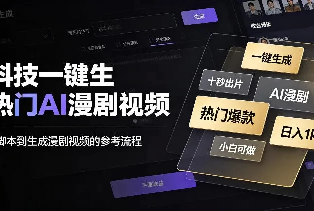 黑科技一键生成热门AI漫剧视频,十秒钟即可搞定,小白也能日入1k+