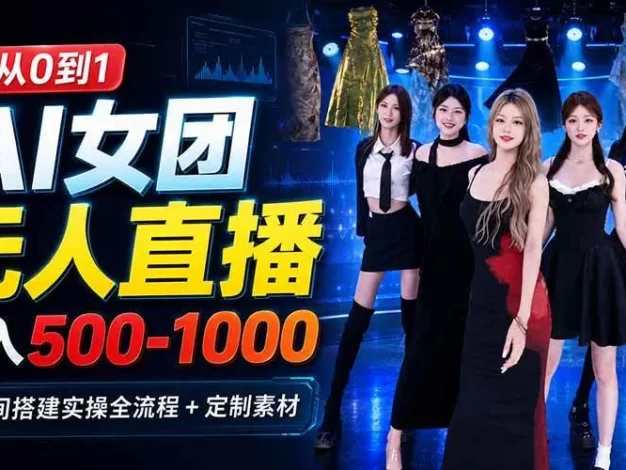 AI 女团无人直播,躺入500-1000每天,直播间搭建实操全流程+定制素材
