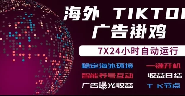 海外TikTok挂G流量变现,7X24自动运行,广告曝光收益,收益日结