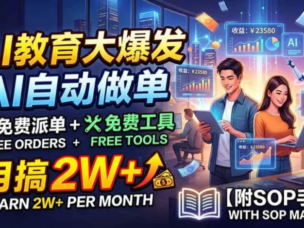 AI教育大爆发,AI自动做单,免费派单+免费工具,月搞2W+【附SOP手册】