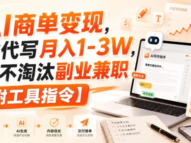 AI商单变现,靠代写月入1-3W,永不淘汰副业兼职【附工具指令】