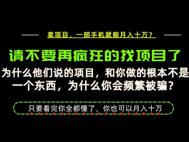 为什么做项目的人大多都是炮灰？为什么只有卖项目才能稳？看完你也可以月入10W+
