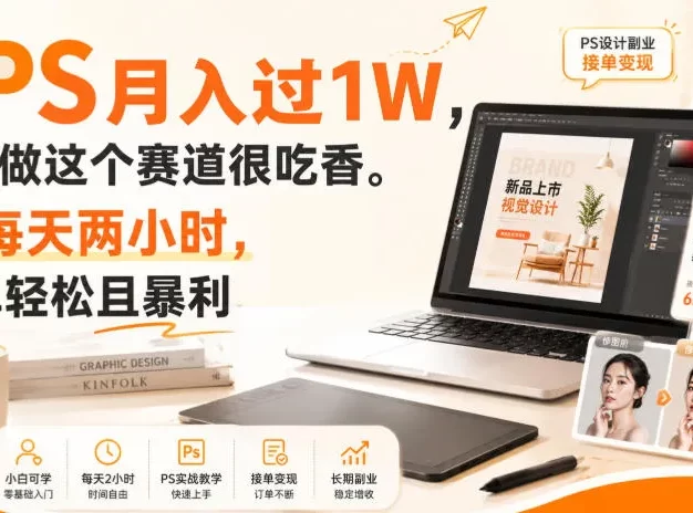 靠PS月入过1W,小白做这个赛道很吃香。每天两小时,简单轻松且暴利