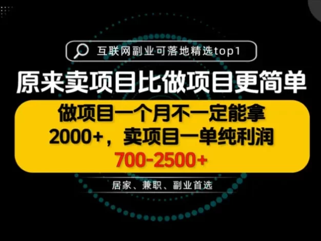 一单利润700-2.5K+,为什么我们要卖项目而不是做项目,我们普通人应该怎样开始?