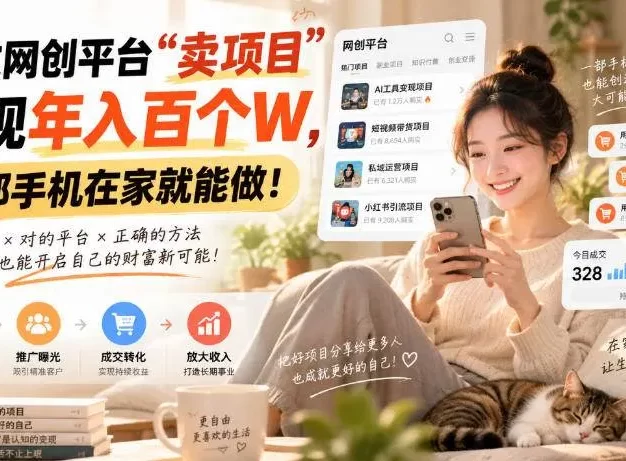 通过网创平台“卖项目”实现年入百万一部手机在家就能做!