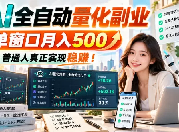 AI全自动量化副业,单窗口月入500,普通人真正实现稳賺