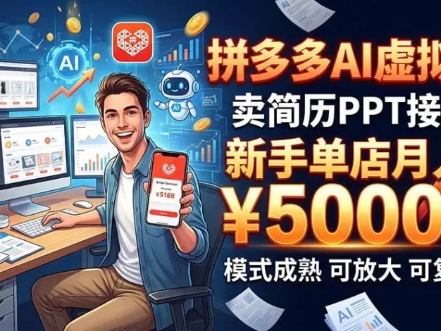 开一家拼多多虚拟店,用AI卖简历PPT,单店月入1w+,可放大