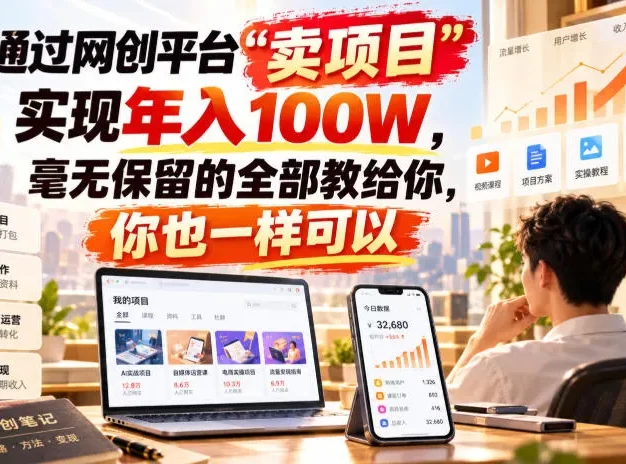 通过网创平台“卖项目”实现年入100W,毫无保留的全部教给你,你也一样可以!